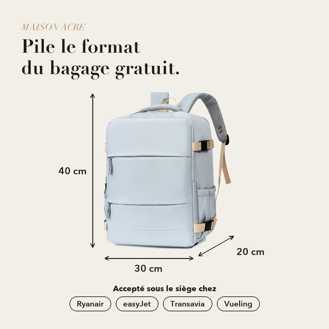 Dimensions du sac cabine : 40 × 30 × 20 cm